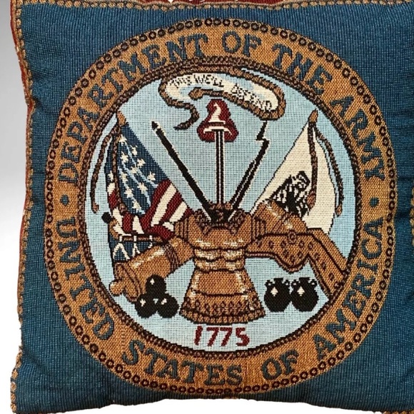 Vintage Mohawk Home US Army Tapestry Throw Pillow Cushion Military Insignia 12” - Picture 7 of 7